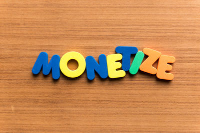 Directly above shot of text on table