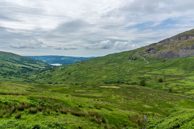 Scenic view of landscape against cloudy sky