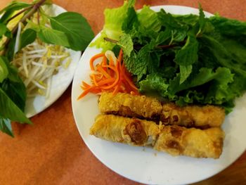 Close-up of food in plate on table