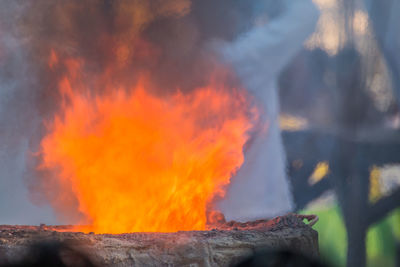 Low angle view of fire pit