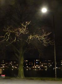 Illuminated street light at night