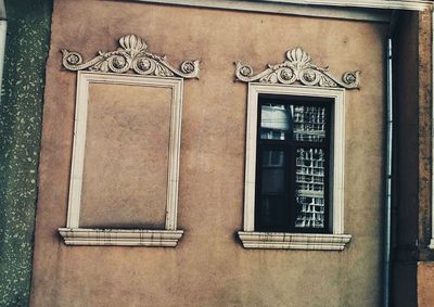 Close-up of window on old building