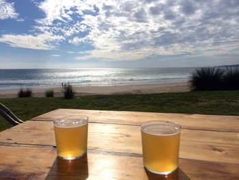 Close-up of beer in glass