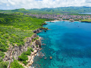 High angle view of sea against sky