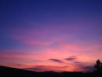 Scenic view of silhouette landscape against sky at sunset