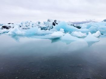 Scenic view of frozen lake against sky