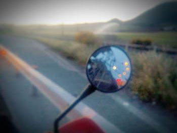 Close-up of reflection of sky in water