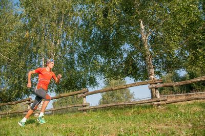 Man running on plant