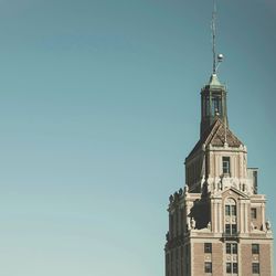 Low angle view of tower against clear sky