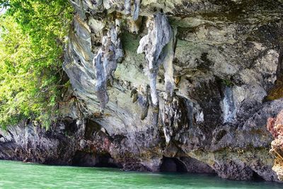 Scenic view of rock formation in sea