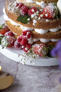 High angle view of cake on table