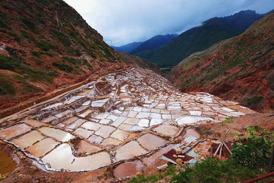 High angle view of mountain range