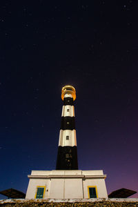 Low angle view of illuminated building against sky at night