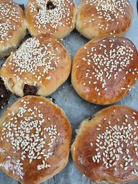 High angle view of bread on table