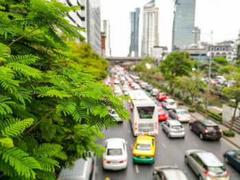 Traffic on road in city