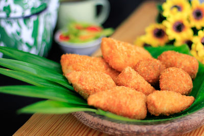 Close-up of food on table