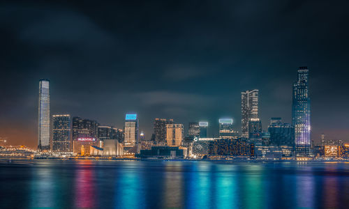 Illuminated city lit up at night