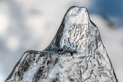 Close-up of block of clear ice