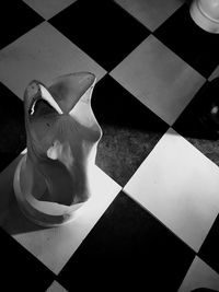 High angle view of chess pieces on table