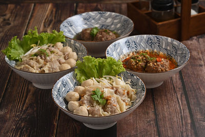 High angle view of food in bowl on table