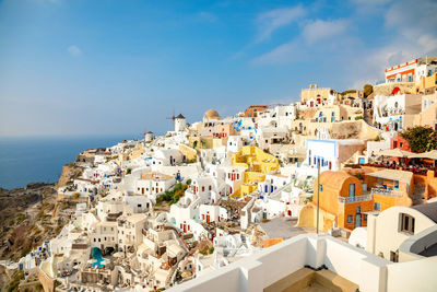 High angle view of buildings in city