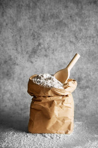 Close-up of ice cream cone on table