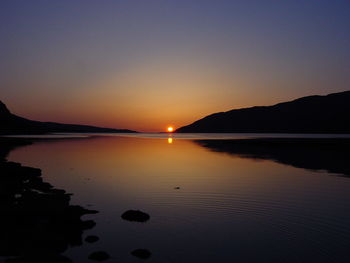 Scenic view of sunset over river