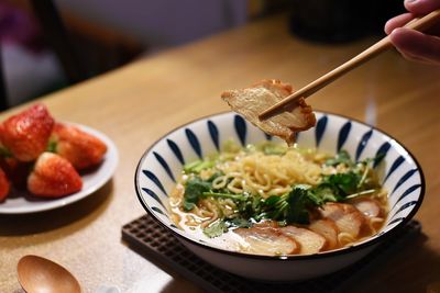 Close-up of meal served in bowl