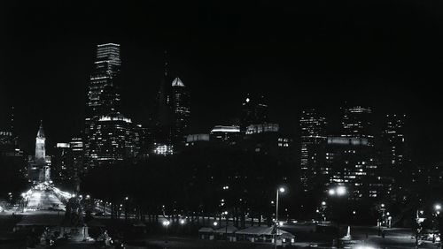 Illuminated cityscape at night