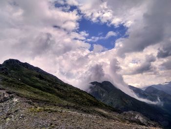 When clouds and fog meet on mountain peaks 