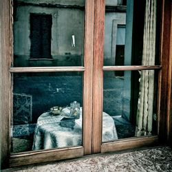 View of closed window of building