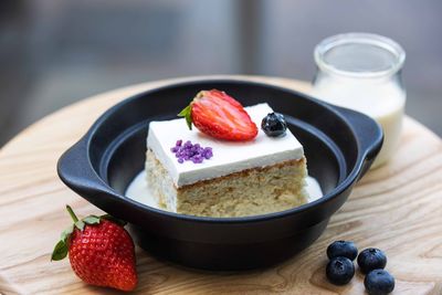 Close-up of dessert in bowl on table