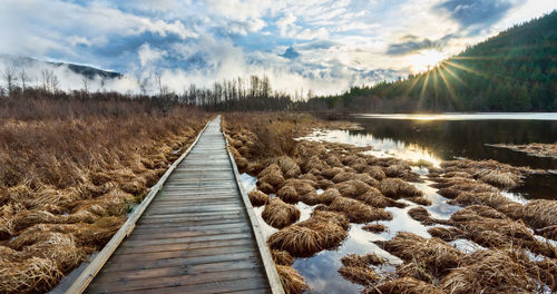 Scenic view of lake against sky