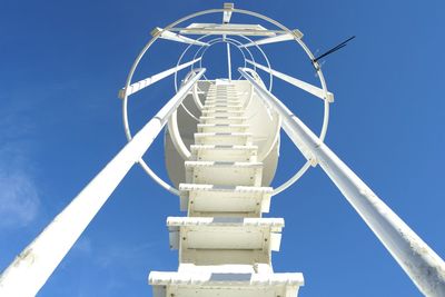 Low angle view of white ladder against sky