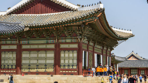 Group of people in temple building