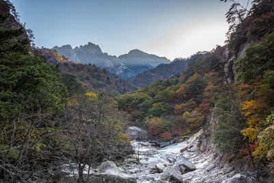 Scenic view of mountains against clear sky