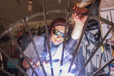 Portrait of woman working in sunglasses