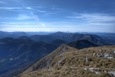 Scenic view of mountains against sky