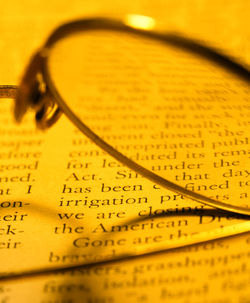 High angle view of book on paper