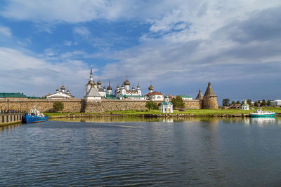 Solovetsky monastery on the solovetsky islands in the white sea, russia. view from white sea