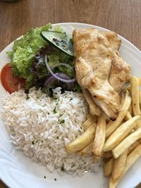 High angle view of meal served in plate