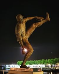 Statue against illuminated sky at night