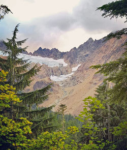 Scenic view of landscape and mountains against sky