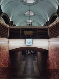 Interior of illuminated subway station