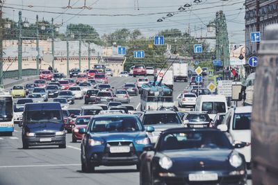 Vehicles on city street