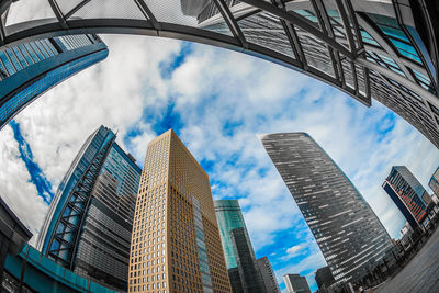 Low angle view of skyscrapers against sky