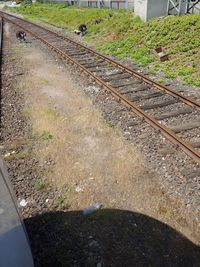 High angle view of railroad track