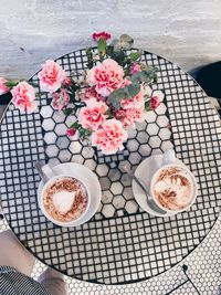 High angle view of coffee on table