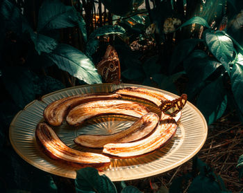 High angle view of food on table