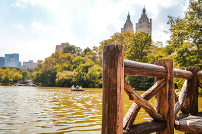 View of a central park lake in manhattan, new york city 